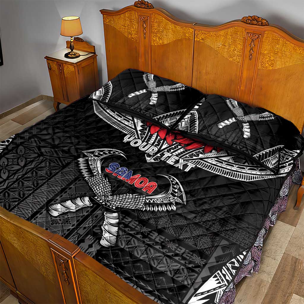 Personalized Talofa Samoa Quilt Bed Set Ulafala With Toa Nifo'oti - Black