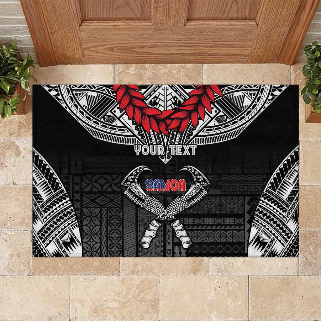 Personalized Talofa Samoa Rubber Doormat Ulafala With Toa Nifo'oti - Black