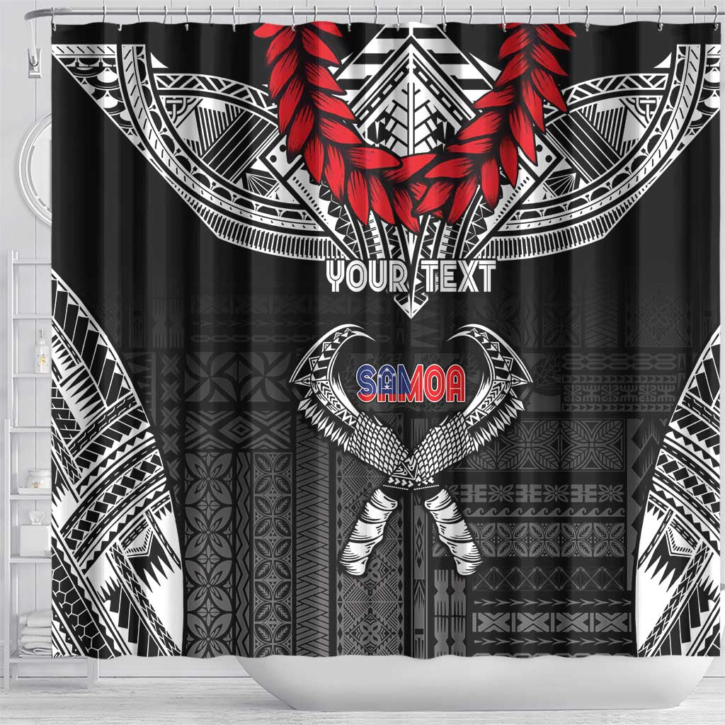 Personalized Talofa Samoa Shower Curtain Ulafala With Toa Nifo'oti - Black