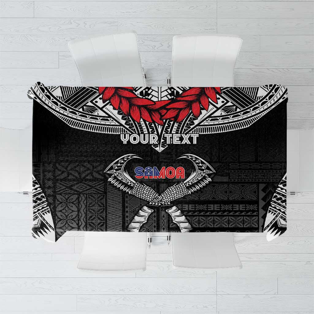 Personalized Talofa Samoa Tablecloth Ulafala With Toa Nifo'oti - Black