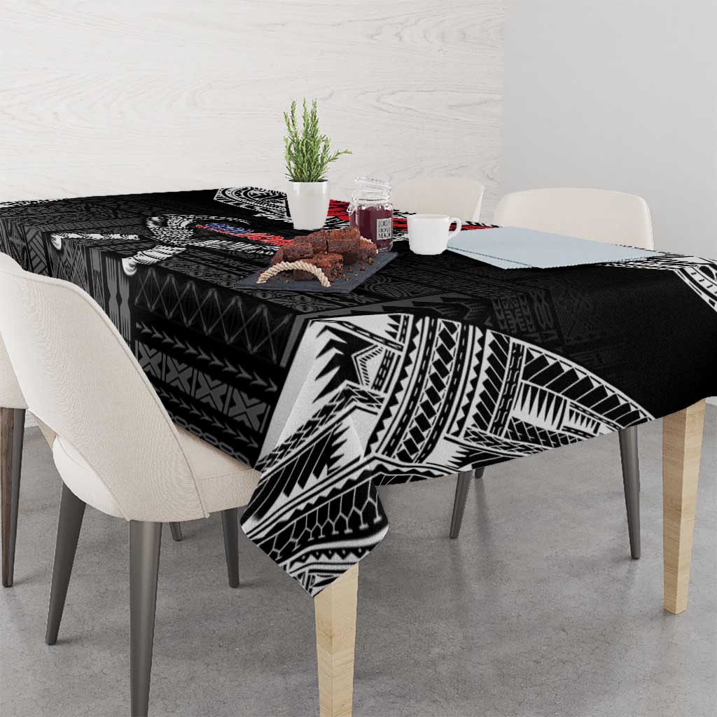 Personalized Talofa Samoa Tablecloth Ulafala With Toa Nifo'oti - Black