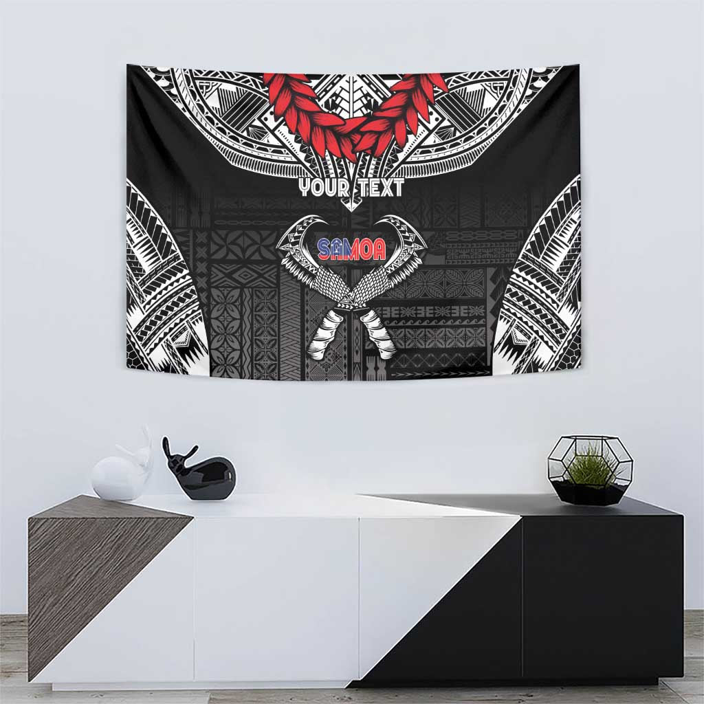 Personalized Talofa Samoa Tapestry Ulafala With Toa Nifo'oti - Black