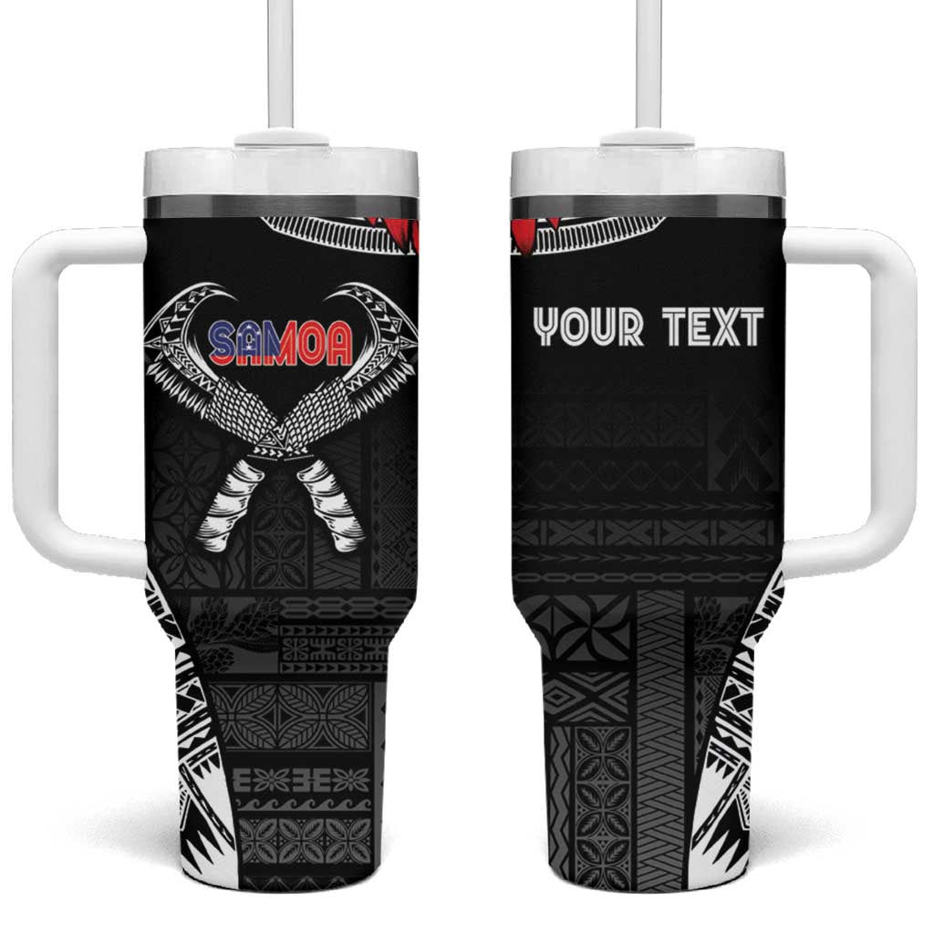 Personalized Talofa Samoa Tumbler With Handle Ulafala With Toa Nifo'oti - Black