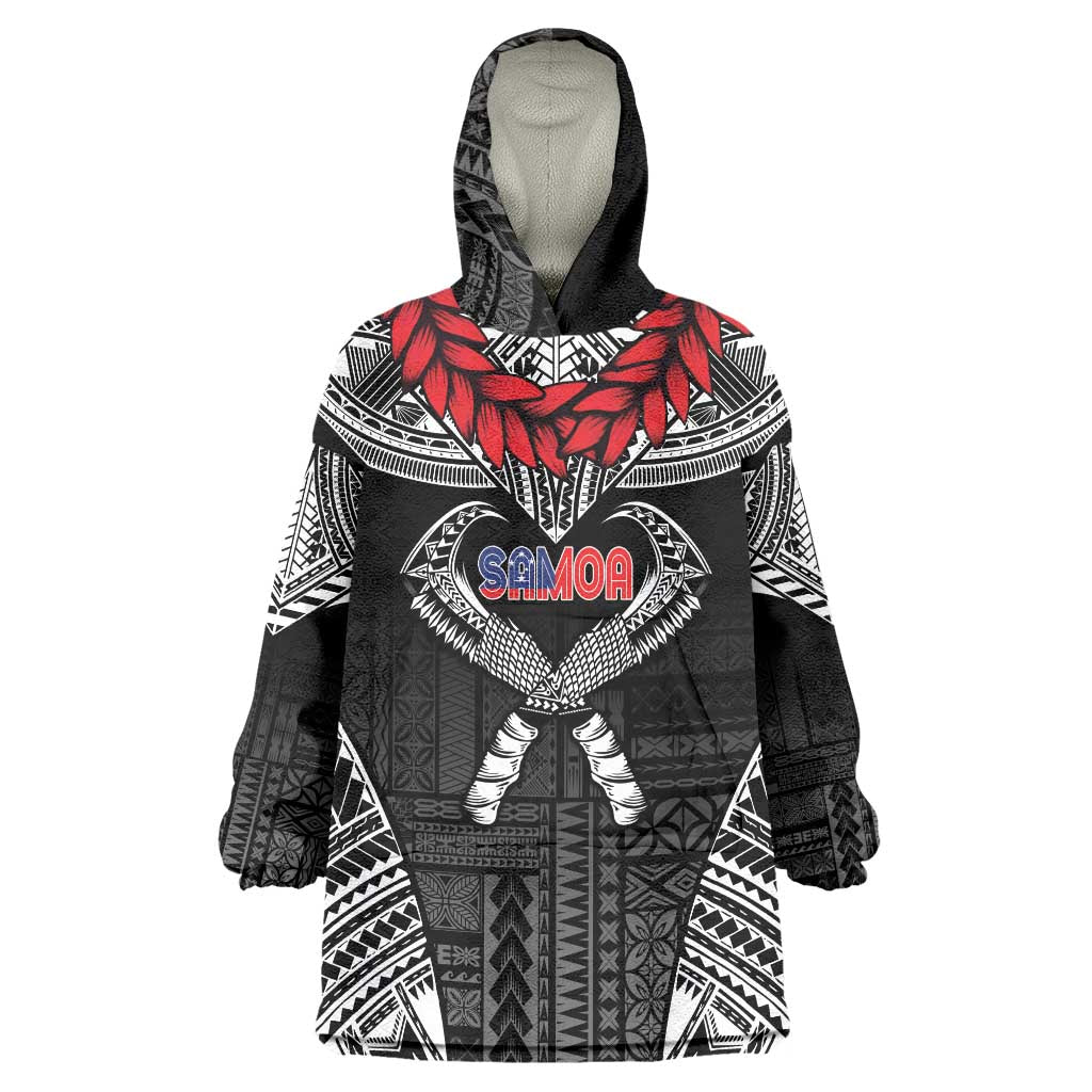 Personalized Talofa Samoa Wearable Blanket Hoodie Ulafala With Toa Nifo'oti - Black