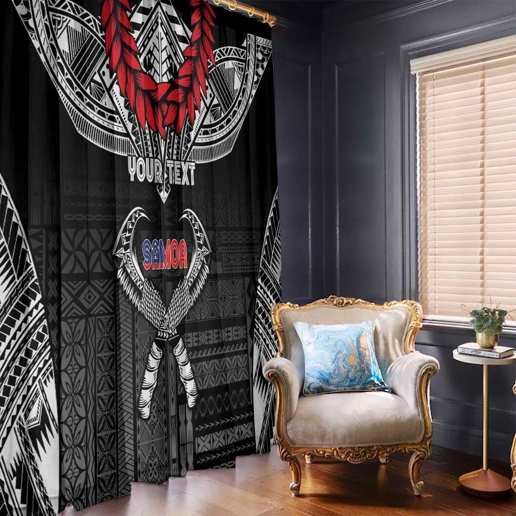 Personalized Talofa Samoa Window Curtain Ulafala With Toa Nifo'oti - Black