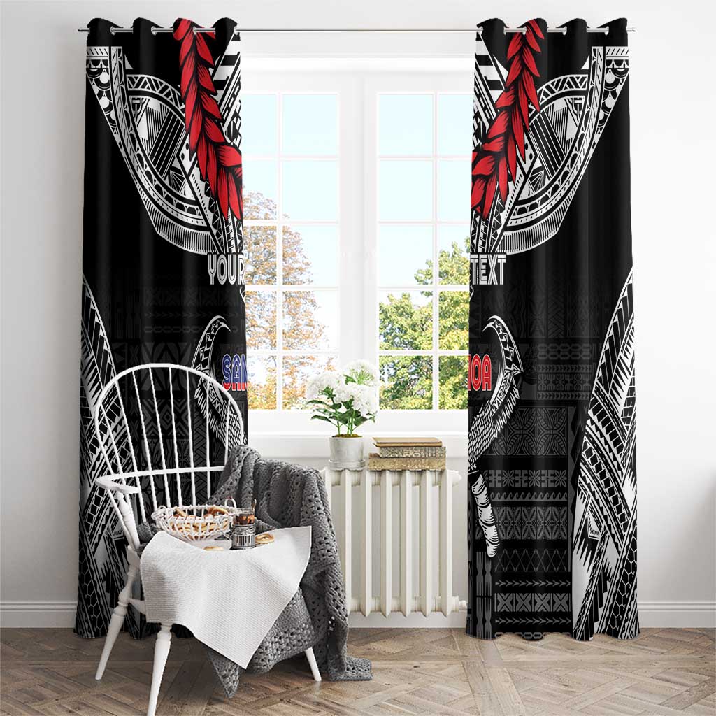 Personalized Talofa Samoa Window Curtain Ulafala With Toa Nifo'oti - Black