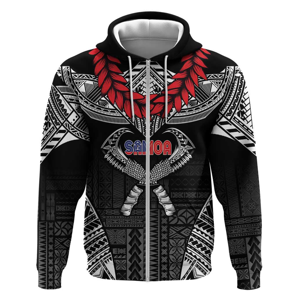 Personalized Talofa Samoa Zip Hoodie Ulafala With Toa Nifo'oti - Black