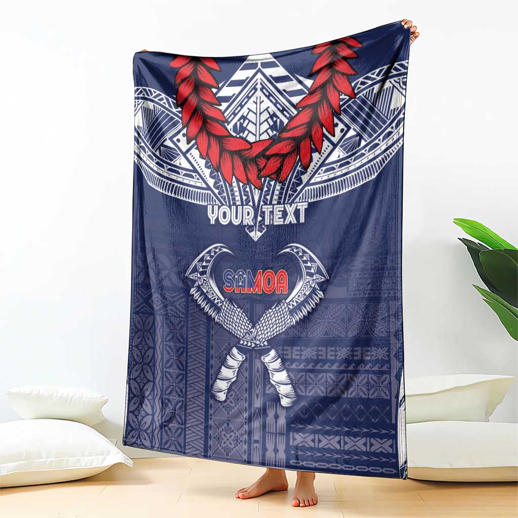 Personalized Talofa Samoa Blanket Ulafala With Toa Nifo'oti - Blue