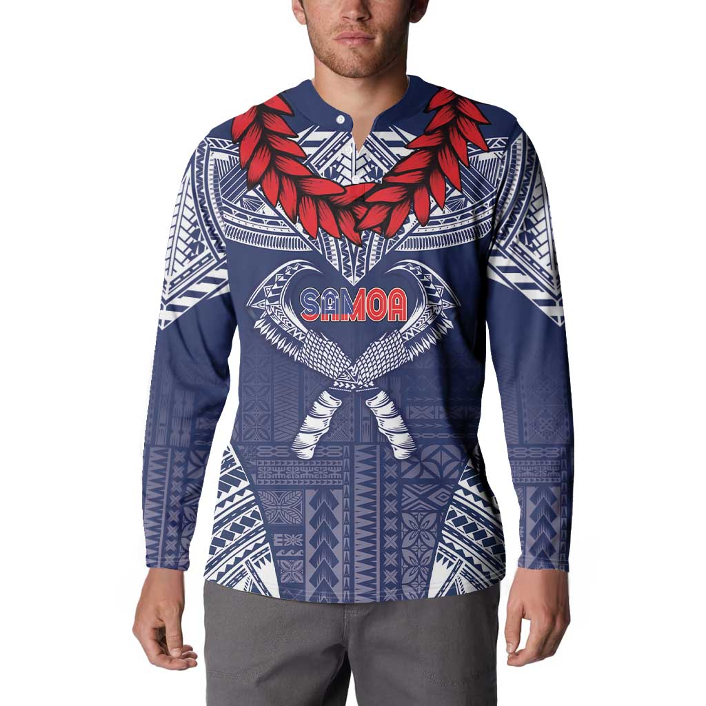 Personalized Talofa Samoa Button Sweatshirt Ulafala With Toa Nifo'oti - Blue