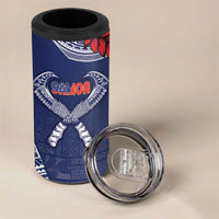 Personalized Talofa Samoa 4 in 1 Can Cooler Tumbler Ulafala With Toa Nifo'oti - Blue