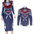 Personalized Talofa Samoa Couples Matching Long Sleeve Bodycon Dress and Long Sleeve Button Shirt Ulafala With Toa Nifo'oti - Blue