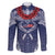 Personalized Talofa Samoa Family Matching Long Sleeve Bodycon Dress and Hawaiian Shirt Ulafala With Toa Nifo'oti - Blue