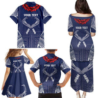 Personalized Talofa Samoa Family Matching Puletasi and Hawaiian Shirt Ulafala With Toa Nifo'oti - Blue