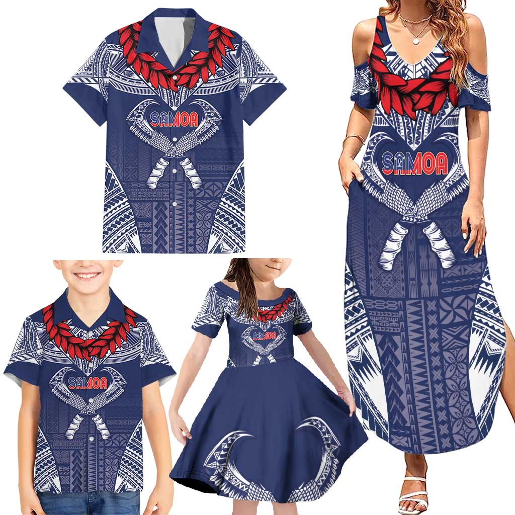Personalized Talofa Samoa Family Matching Summer Maxi Dress and Hawaiian Shirt Ulafala With Toa Nifo'oti - Blue