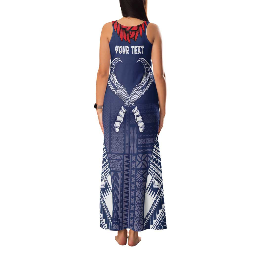Personalized Talofa Samoa Family Matching Tank Maxi Dress and Hawaiian Shirt Ulafala With Toa Nifo'oti - Blue
