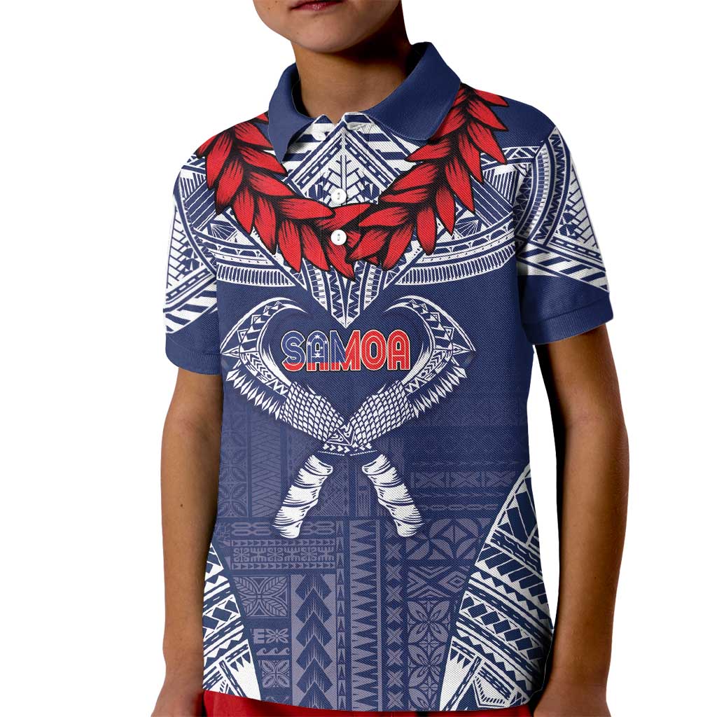 Personalized Talofa Samoa Kid Polo Shirt Ulafala With Toa Nifo'oti - Blue