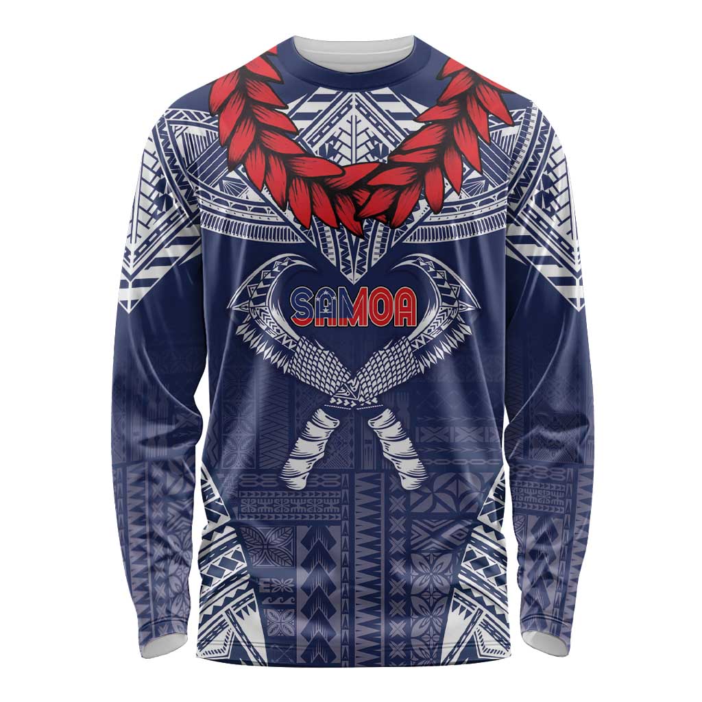 Personalized Talofa Samoa Long Sleeve Shirt Ulafala With Toa Nifo'oti - Blue