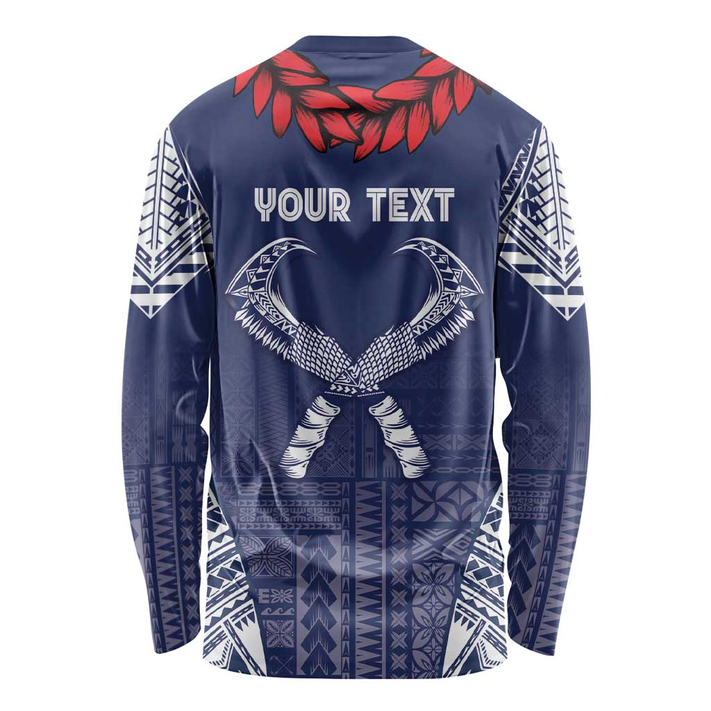 Personalized Talofa Samoa Long Sleeve Shirt Ulafala With Toa Nifo'oti - Blue