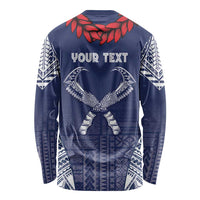 Personalized Talofa Samoa Long Sleeve Shirt Ulafala With Toa Nifo'oti - Blue