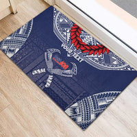 Personalized Talofa Samoa Rubber Doormat Ulafala With Toa Nifo'oti - Blue