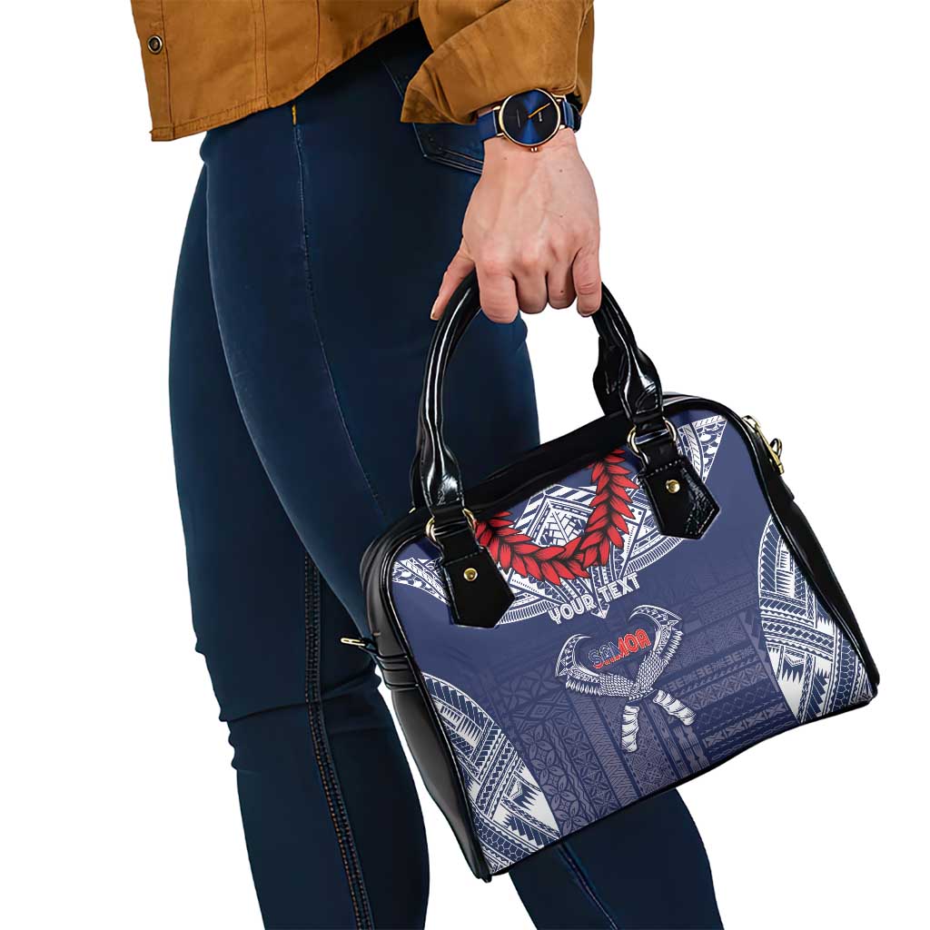 Personalized Talofa Samoa Shoulder Handbag Ulafala With Toa Nifo'oti - Blue