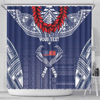 Personalized Talofa Samoa Shower Curtain Ulafala With Toa Nifo'oti - Blue