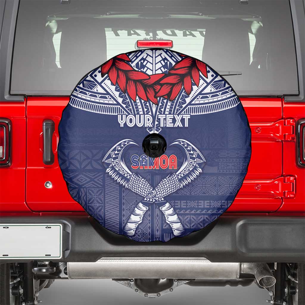 Personalized Talofa Samoa Spare Tire Cover Ulafala With Toa Nifo'oti - Blue