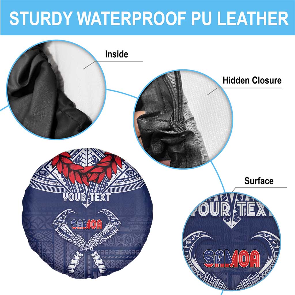 Personalized Talofa Samoa Spare Tire Cover Ulafala With Toa Nifo'oti - Blue