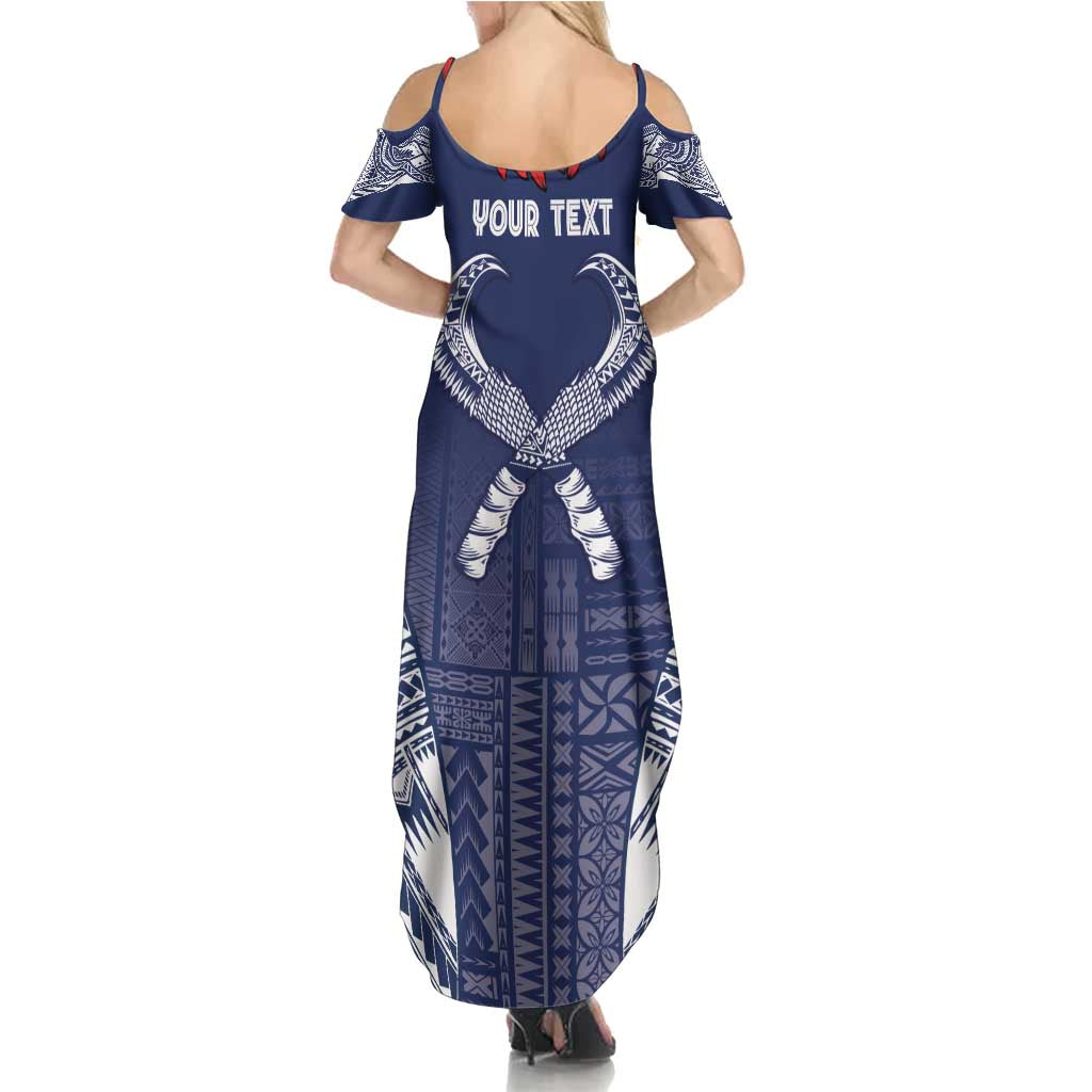 Personalized Talofa Samoa Summer Maxi Dress Ulafala With Toa Nifo'oti - Blue