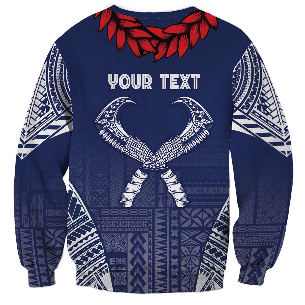 Personalized Talofa Samoa Sweatshirt Ulafala With Toa Nifo'oti - Blue