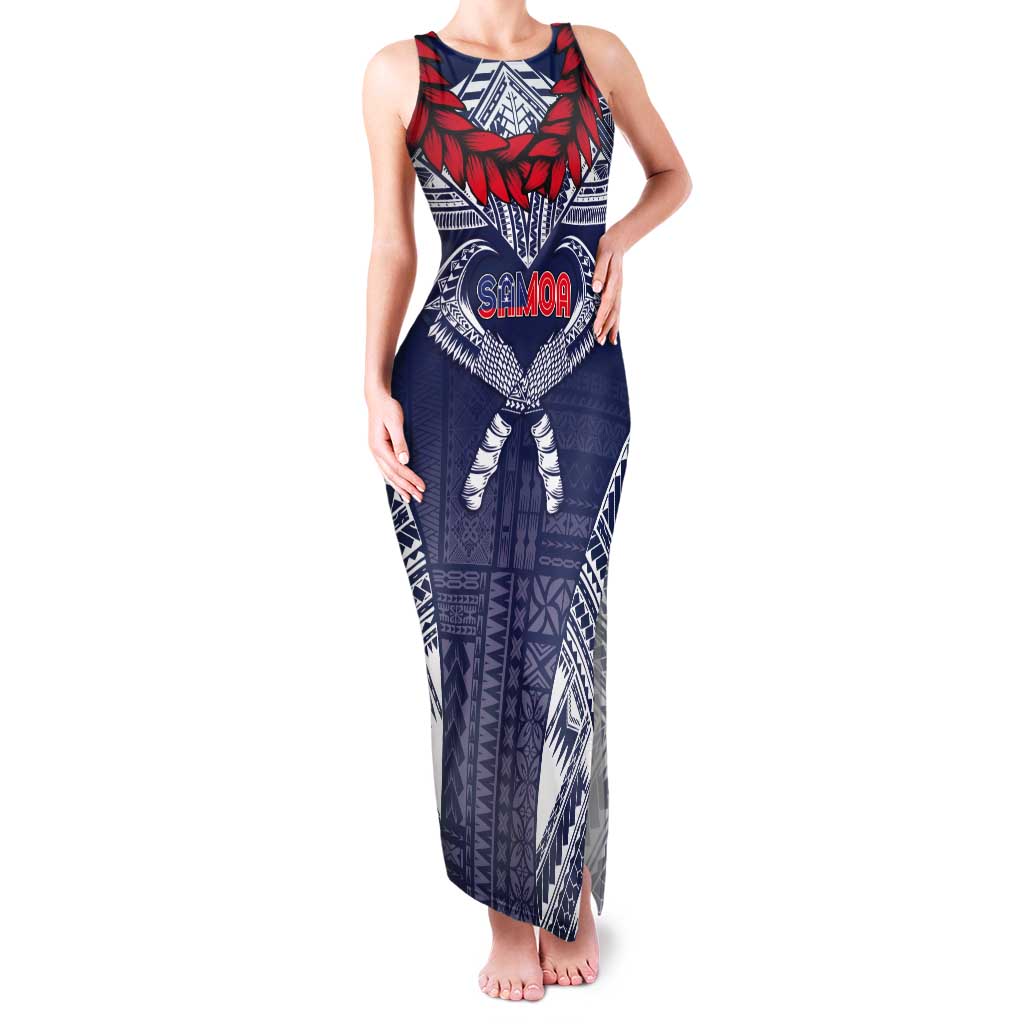 Personalized Talofa Samoa Tank Maxi Dress Ulafala With Toa Nifo'oti - Blue