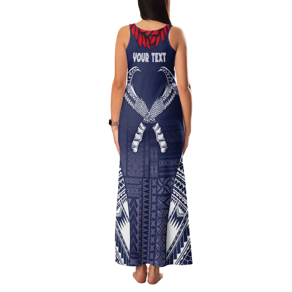 Personalized Talofa Samoa Tank Maxi Dress Ulafala With Toa Nifo'oti - Blue