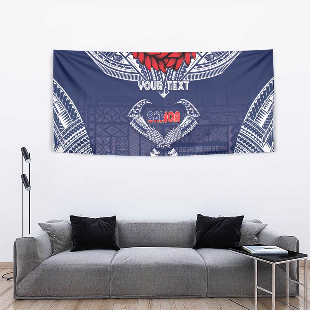 Personalized Talofa Samoa Tapestry Ulafala With Toa Nifo'oti - Blue