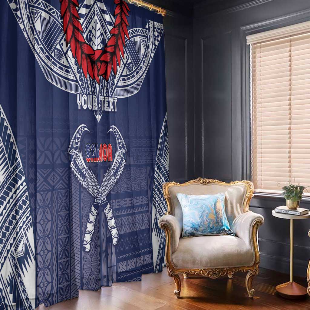 Personalized Talofa Samoa Window Curtain Ulafala With Toa Nifo'oti - Blue