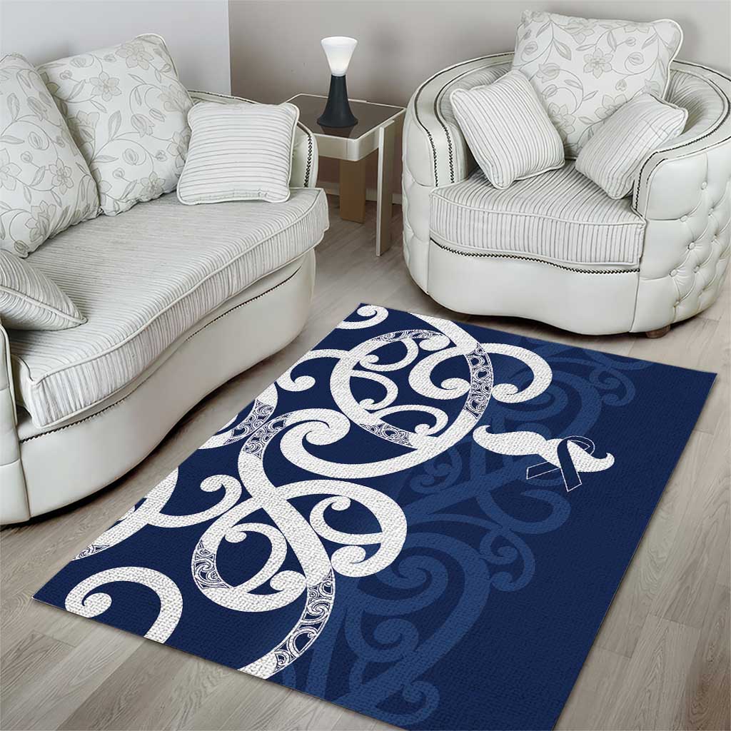 New Zealand Maori Mo Bros Area Rug Blue Ribbon With Koru Kowhaiwhai - Polynesian Pride