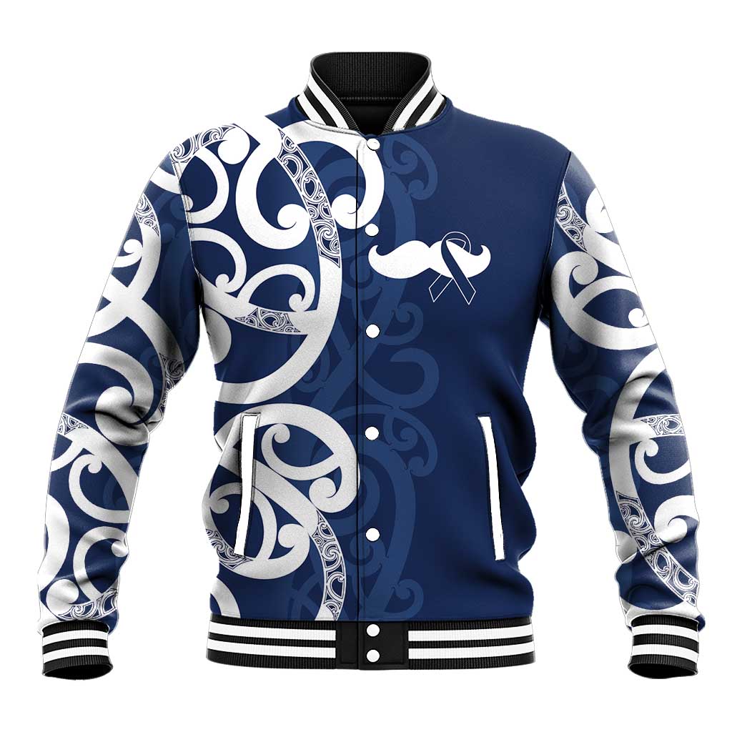 New Zealand Maori Mo Bros Baseball Jacket Blue Ribbon With Koru Kowhaiwhai - Polynesian Pride