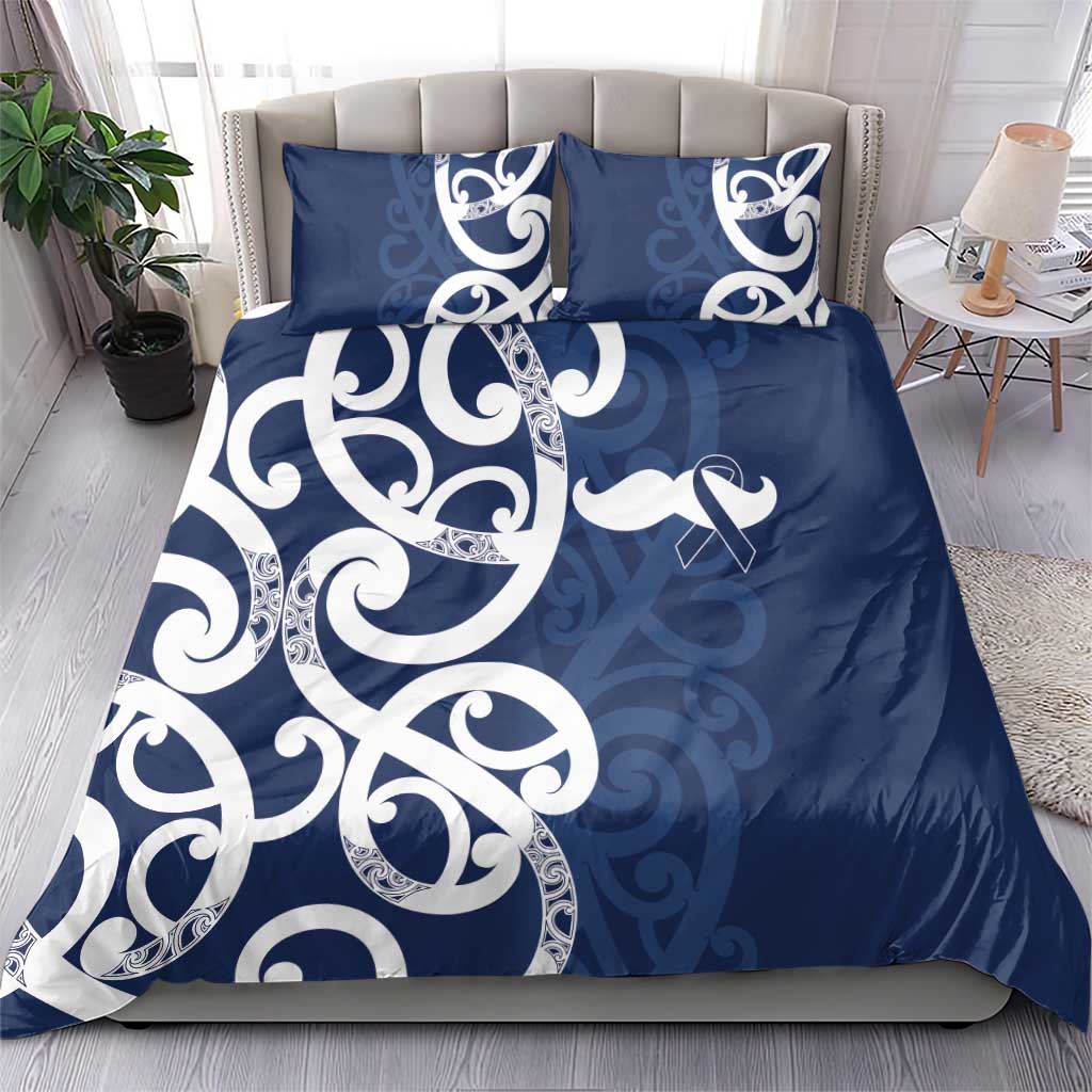 New Zealand Maori Mo Bros Bedding Set Blue Ribbon With Koru Kowhaiwhai - Polynesian Pride