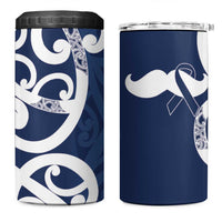 New Zealand Maori Mo Bros 4 in 1 Can Cooler Tumbler Blue Ribbon With Koru Kowhaiwhai - Polynesian Pride