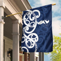 New Zealand Maori Mo Bros Garden Flag Blue Ribbon With Koru Kowhaiwhai - Polynesian Pride