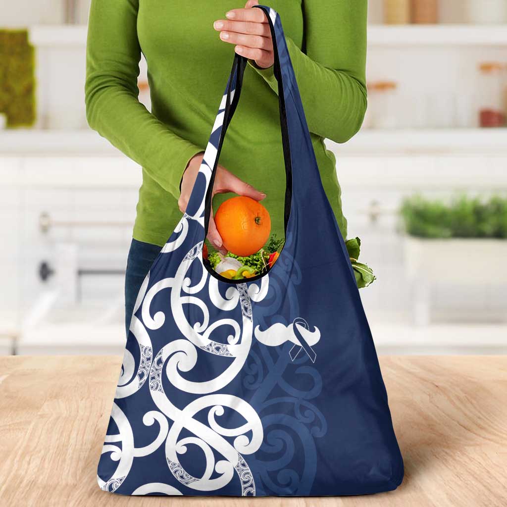 New Zealand Maori Mo Bros Grocery Bag Blue Ribbon With Koru Kowhaiwhai - Polynesian Pride