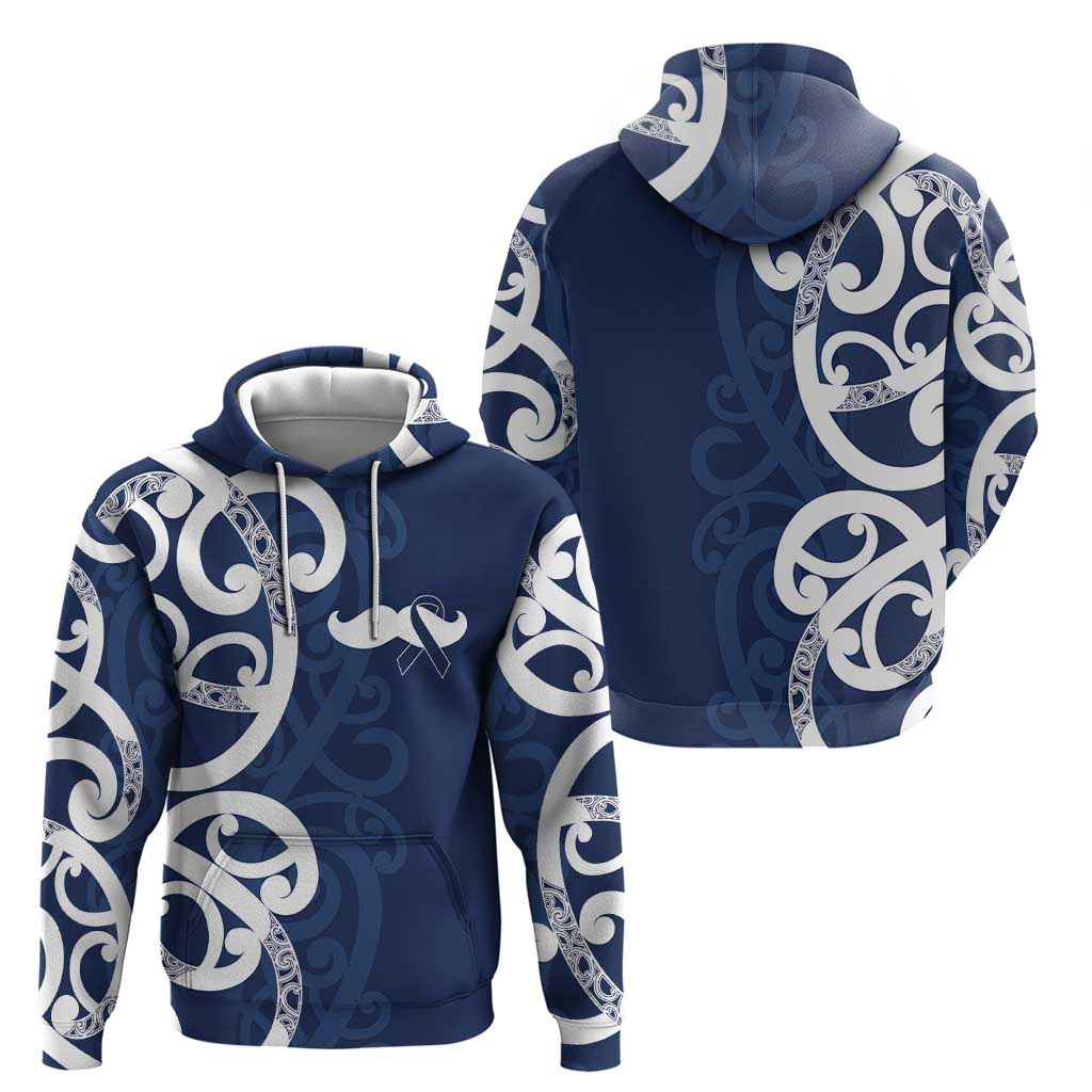 New Zealand Maori Mo Bros Hoodie Blue Ribbon With Koru Kowhaiwhai - Polynesian Pride