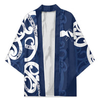 New Zealand Maori Mo Bros Kimono Blue Ribbon With Koru Kowhaiwhai - Polynesian Pride