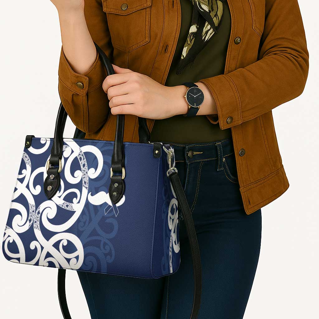 New Zealand Maori Mo Bros Leather Bag Blue Ribbon With Koru Kowhaiwhai - Polynesian Pride