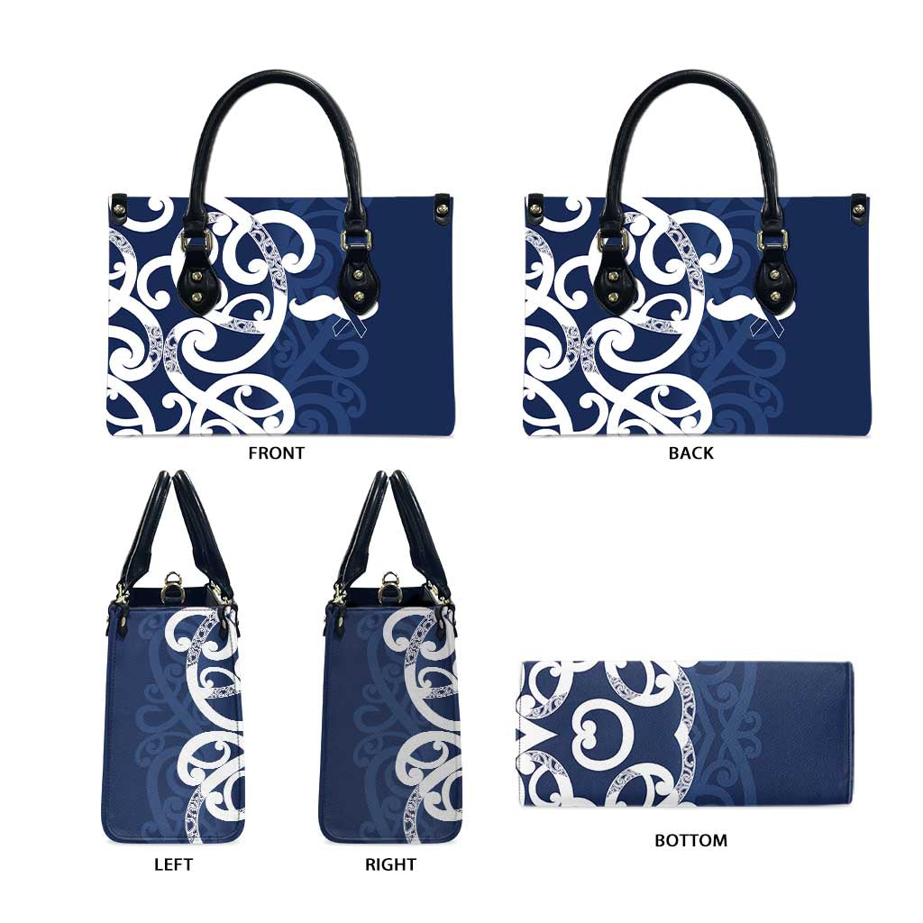 New Zealand Maori Mo Bros Leather Bag Blue Ribbon With Koru Kowhaiwhai - Polynesian Pride