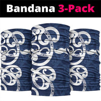 New Zealand Maori Mo Bros Neck Gaiter Blue Ribbon With Koru Kowhaiwhai - Polynesian Pride