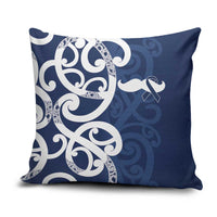 New Zealand Maori Mo Bros Pillow Cover Blue Ribbon With Koru Kowhaiwhai - Polynesian Pride