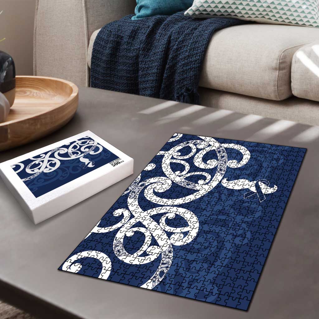 New Zealand Maori Mo Bros Puzzle Blue Ribbon With Koru Kowhaiwhai - Polynesian Pride