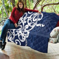 New Zealand Maori Mo Bros Quilt Blue Ribbon With Koru Kowhaiwhai - Polynesian Pride