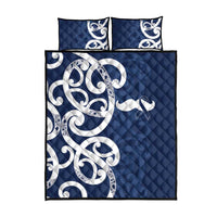 New Zealand Maori Mo Bros Quilt Bed Set Blue Ribbon With Koru Kowhaiwhai - Polynesian Pride