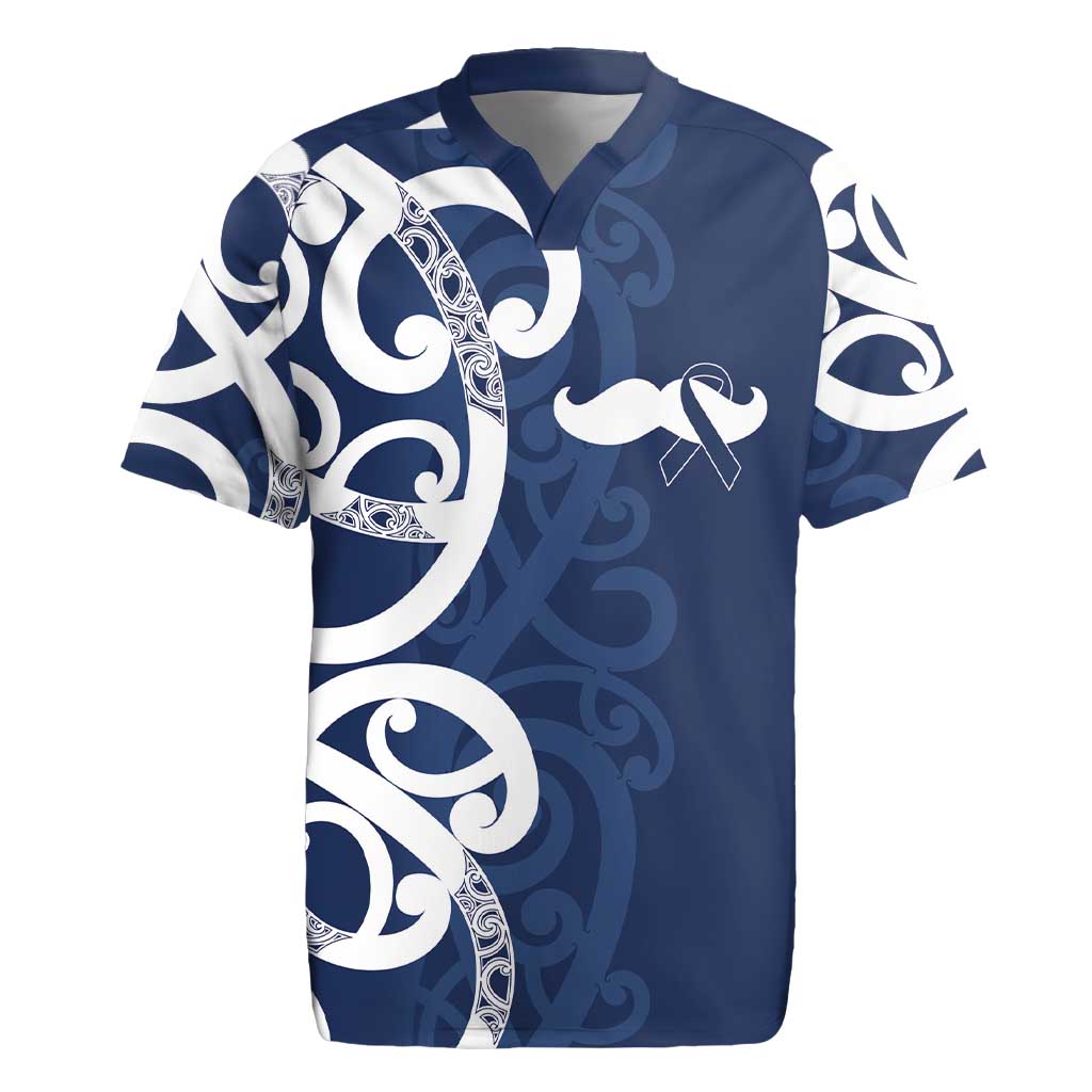 New Zealand Maori Mo Bros Rugby Jersey Blue Ribbon With Koru Kowhaiwhai - Polynesian Pride